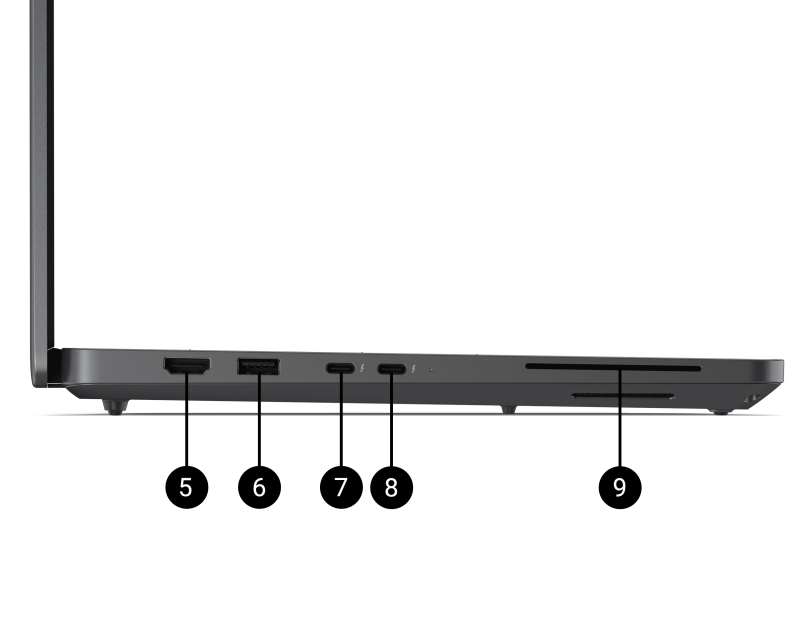 Widok z boku otwartego notebooka Dell Pro Precision 14 z serii 5.