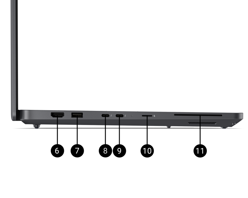 Widok z boku otwartego notebooka Dell Pro Precision 16 z serii 5.
